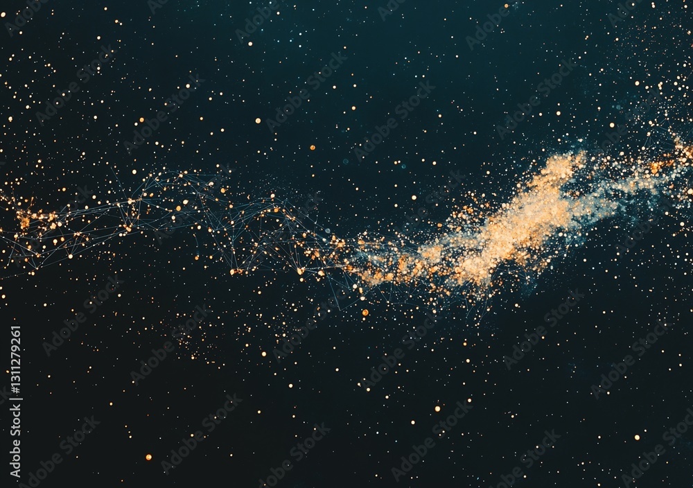 Aufkleber futuristic stock is depicted in a cyber space-time background illustration, complete with a network 