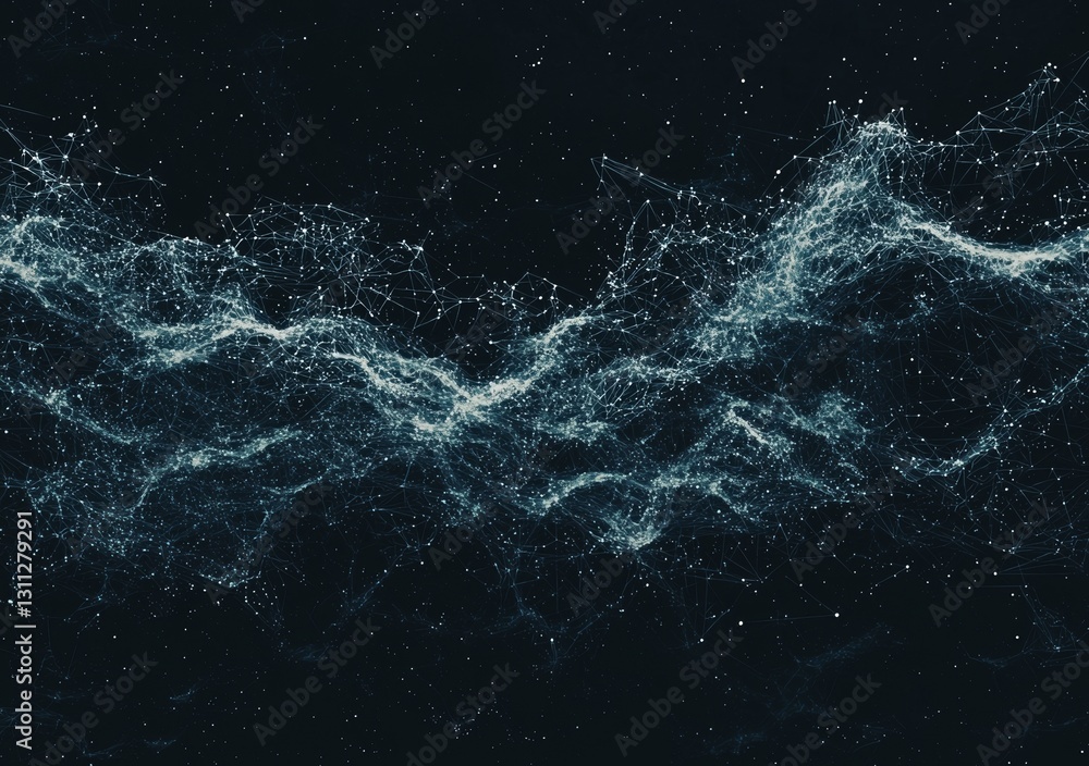 Aufkleber a futuristic illustration of a galaxy with abstract ai technology, neon glow, and wave patterns, set