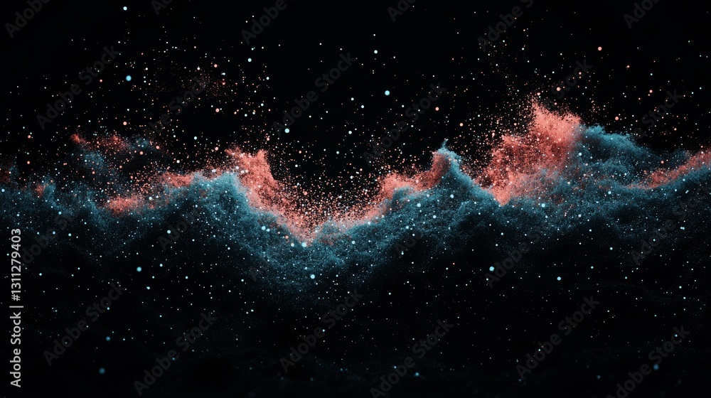 Aufkleber a 3d abstract rendering featuring a purple sci-fi surface composed of glowing particles