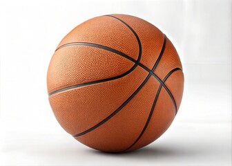 Close-up of a classic orange basketball on a white background.
