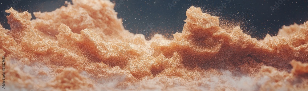 Poster a 3d rendering of an abstract gold crystal background with a faceted texture, presented as a macro p