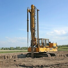 An engineer marking a construction site plan against urban landmarks.