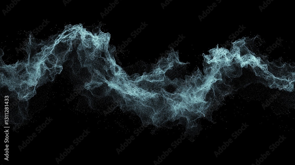 Poster a digital abstract background featuring moving luminous particles created through 3d rendering and d
