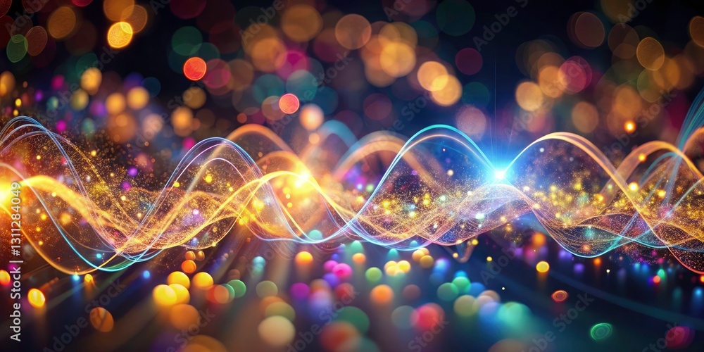 Aufkleber abstract bokeh art: colorful sine wave patterns, 4k resolution, deep depth of field, beautiful bokeh