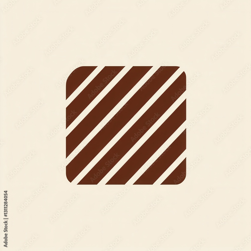 Poster flat chocolate bar logo featuring simple design in rich brown tones with diagonal stripes capturing 