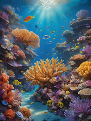 Fototapeta premium coral reef and fish under the sea