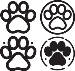 Create a  paw vector art color and silhouette with white  background., 