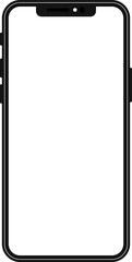 Modern black vector illustration of mobile gadget - Flat drawing modern smartphone. Phone display with white screen isolated. Transparent screen modern smartphone design. Smartphone vector icon