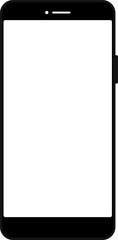 Modern black vector illustration of mobile gadget - Flat drawing modern smartphone. Phone display with white screen isolated. Transparent screen modern smartphone design. Smartphone vector icon