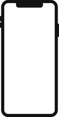 Modern black vector illustration of mobile gadget - Flat drawing modern smartphone. Phone display with white screen isolated. Transparent screen modern smartphone design. Smartphone vector icon
