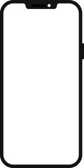 Modern black vector illustration of mobile gadget - Flat drawing modern smartphone. Phone display with white screen isolated. Transparent screen modern smartphone design. Smartphone vector icon