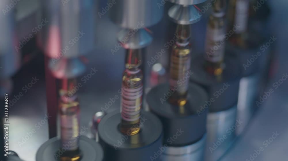 Poster machine that rotates medication bottles to position the contents correctly, ensuring they are ready 