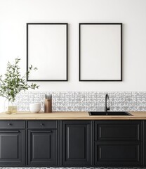Modern Kitchen Mockup with Empty Frames (1)