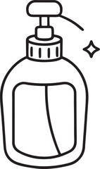 hand sanitizer line art, black outline, vector and illustration, coloring book page line art drawing