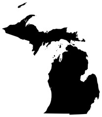 Michigan state silhouette map in black color