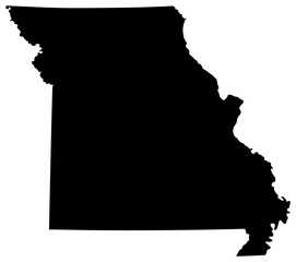 Missouri state silhouette map in black color