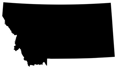 Montana state silhouette map in black color