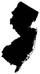 New Jersey state silhouette map in black color