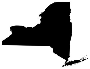 New York state silhouette map in black color