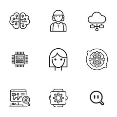 AI and Machine Learning Icons set. Editable vector icon. Perfect for web and app interfaces, presentations, info graphics, etc. 
