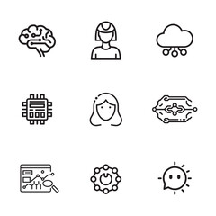 AI and Machine Learning Icons set. Editable vector icon. Perfect for web and app interfaces, presentations, info graphics, etc. 
