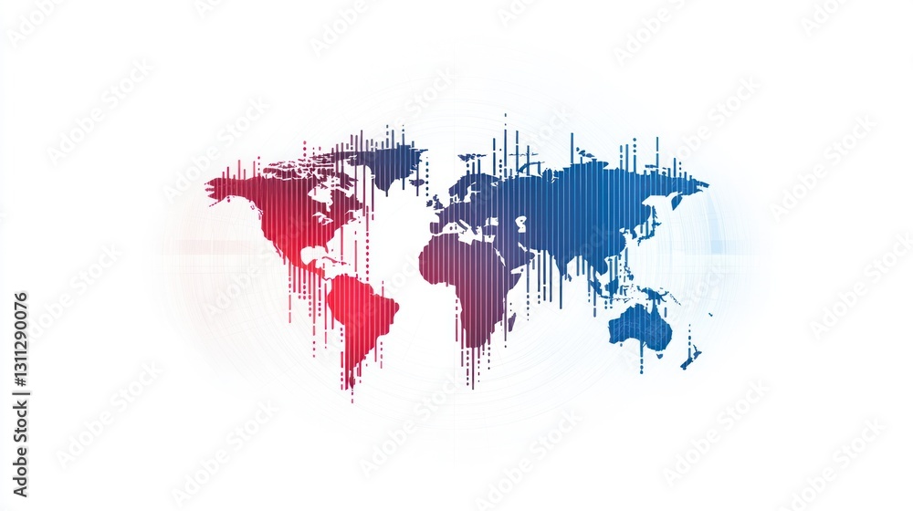 Poster global data visualization, abstract world map