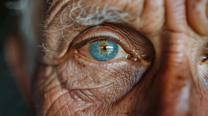 Eyes of  elderly older person close-up