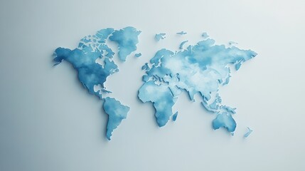 World map, abstract,  light blue, graphic design,  background,  3d render,  visual art,  illustration
