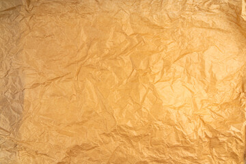 Crumpled Craft Paper, Rugged Wrapping Old Paper Texture, Empty Brown Wrinkled Sheet Scrap Top View