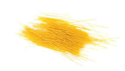 Raw spaghetti isolated, dry spagetti, long wheat noodles, uncooked italian macaroni bundle