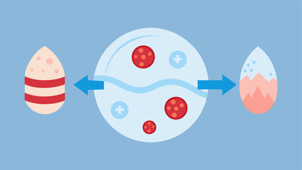 Wound Healing An illustration of a healing where exosomes are shown accelerating the recovery process with arrows indicating growth and healing.