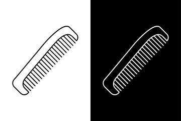 Styling Comb Vector Icon Clean Silhouette on Black and White Background.