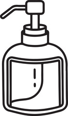 hand sanitizer line art, black outline, vector and illustration, coloring book page line art drawing