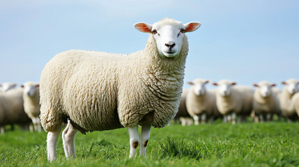 Obraz premium Close-Up Sheep Joy: Sunny Pasture Portrait