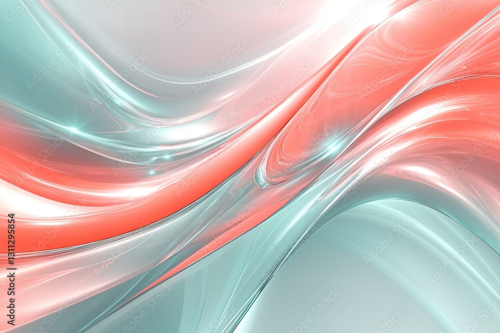 Wall mural abstract background with smooth lines in red and blue colors.