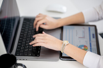 Businesswoman sitting working in office