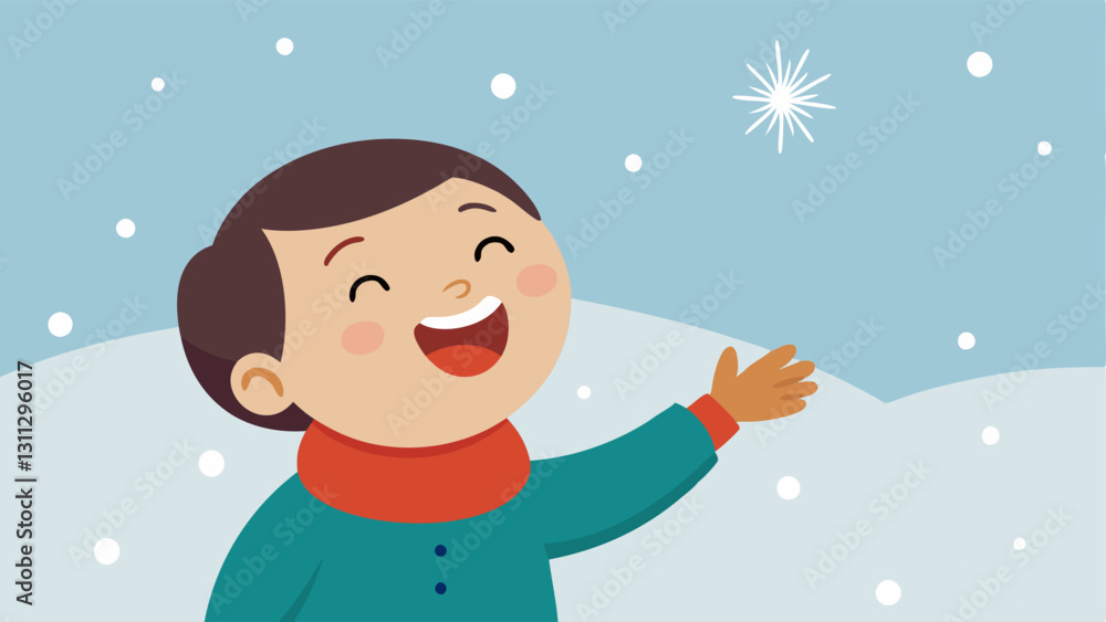 Poster that moment when you catch a surprise snowflake on your tongue a child with a beaming face stands ou