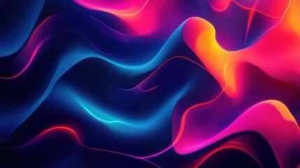 Obraz premium Abstract vibrant neon waves, flowing colorful liquid design.