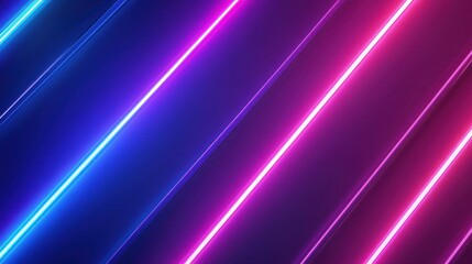 Fototapeta premium Vibrant pink and blue neon lines intersect diagonally. Ideal for tech, music, or energy-themed designs.