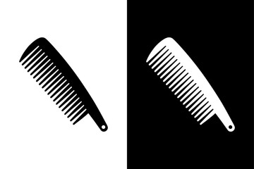 Styling Comb Vector Icon Clean Silhouette on Black and White Background.