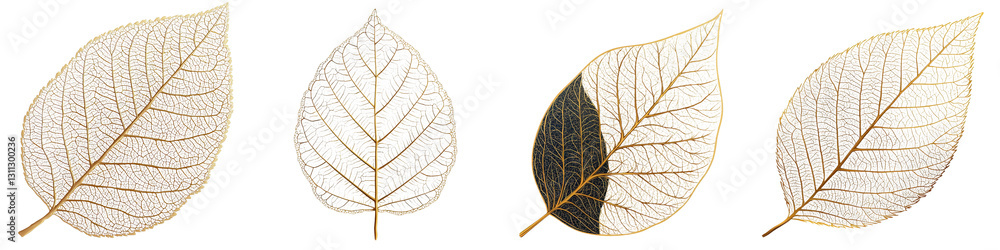 Aufkleber elegant and intricate autumn foliage patterns featuring the delicate skeletal structures of leaves a