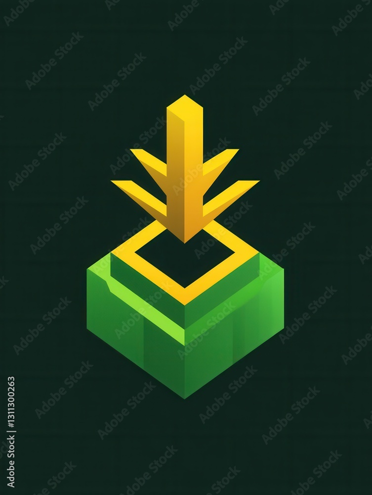 Poster pineapple minimalist logo featuring geometric abstraction with bright tropical colors for modern des