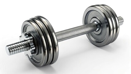 Fototapeta premium Metal dumbbell isolated, perfect for fitness or gym-related designs, against a transparent background. 