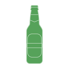 Green beer bottle isolated on white