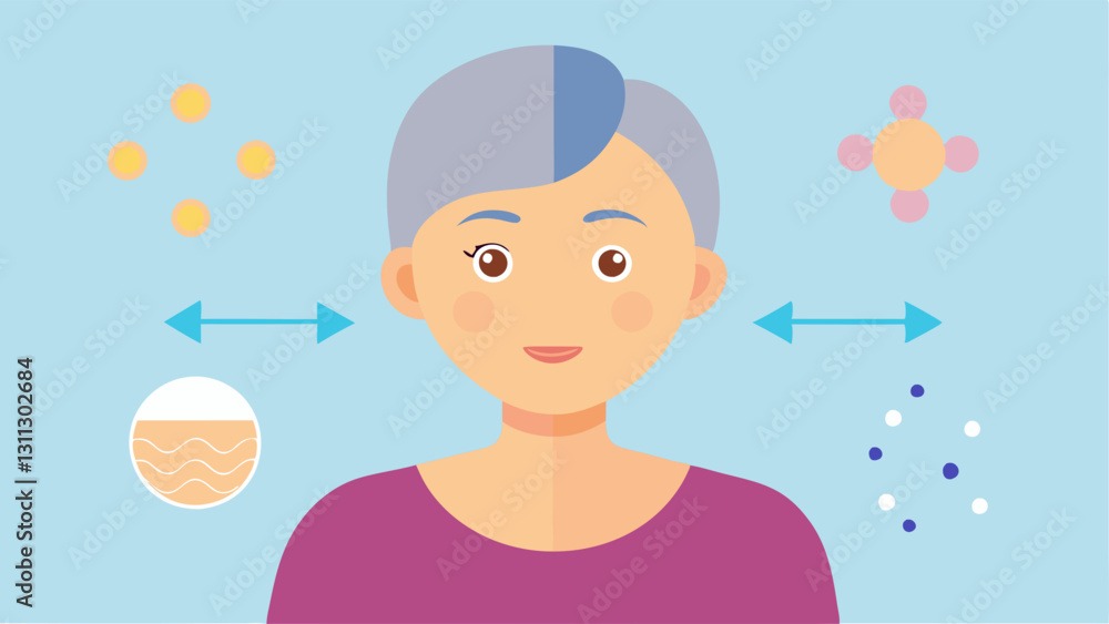 Poster transforming skin illustrate a beforeandafter scenario where aging skin transforms into youthful ski