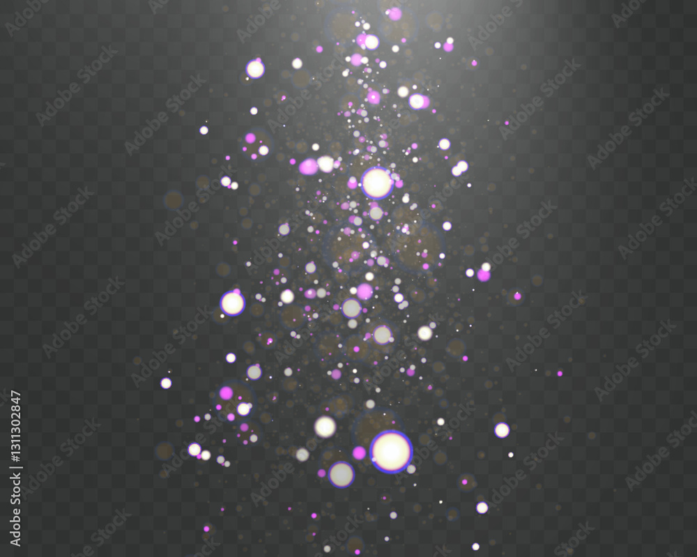 Poster christmas light effect with glowing bokeh and sparkling particles on a transparent background. perfe