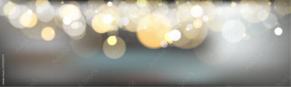 Poster Bokeh background with soft golden light orbs on a transparent grid, ideal for overlays and graphic design projects.	
