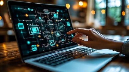 Cafe Laptop Data Interaction