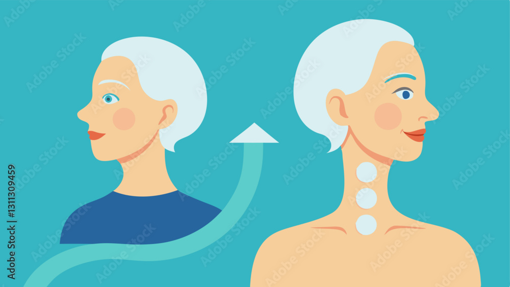 Poster timerewind effect an illustration showing a neck aging over time and reversing with the application 