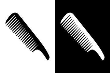Classic Hair Grooming Comb Icon Black and White Silhouette Vector for Beauty & Fashion.